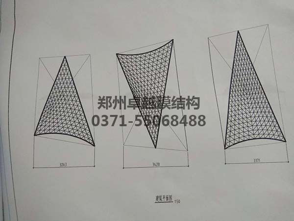 商丘柒悅城商場膜結(jié)構(gòu)屋頂建筑平面圖